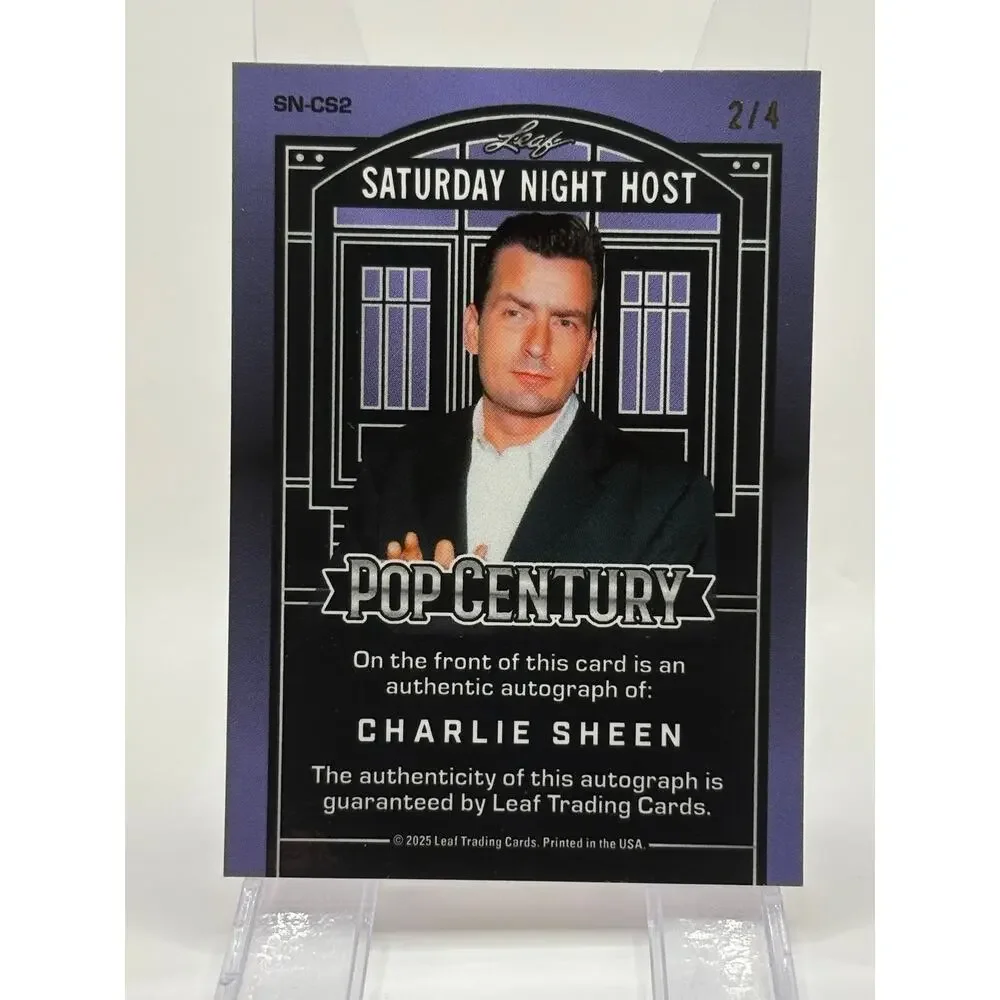 2025 Leaf Pop Century Charlie Sheen Saturday Night Host Orange Shimmer Auto 2/4